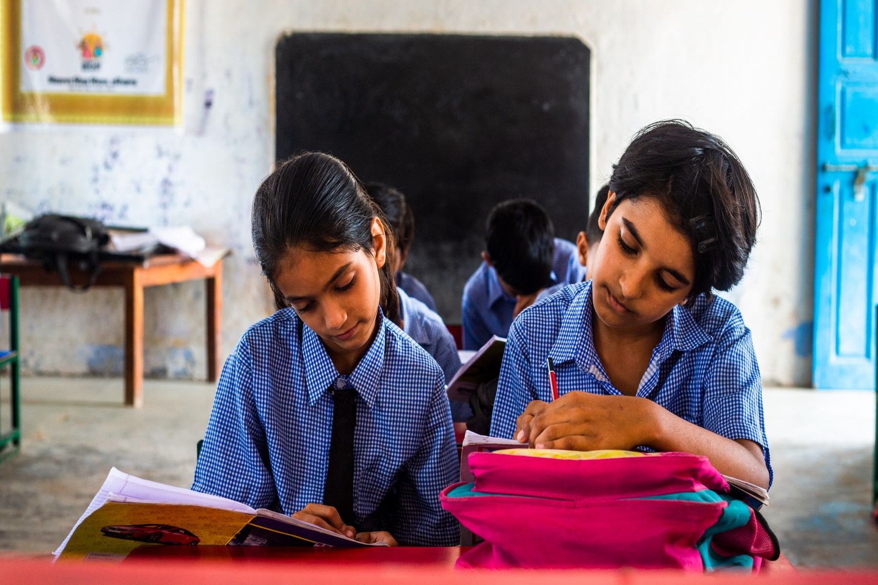 Bright classroom with children engaged in learning